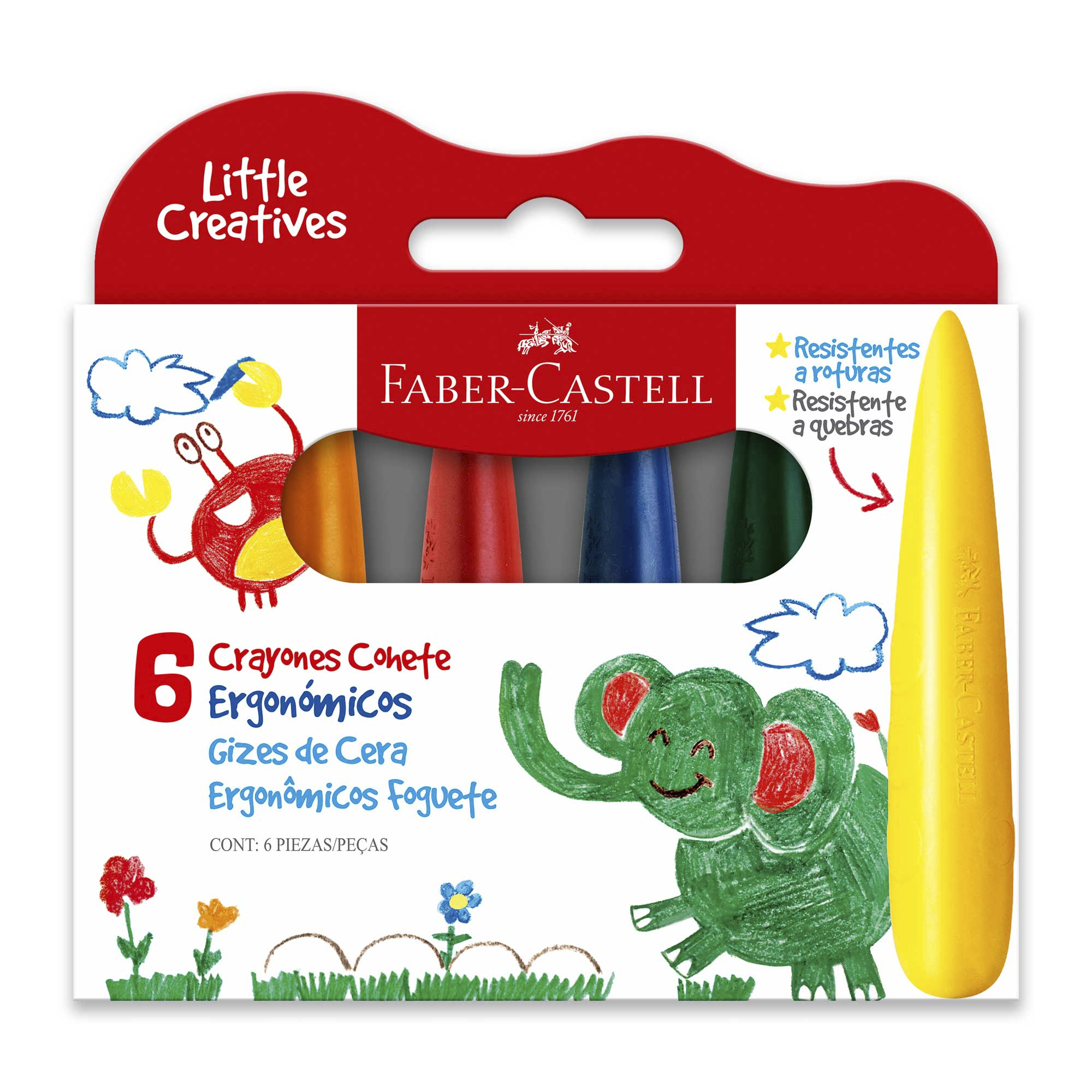 Easy grip finger crayons, pack of 6